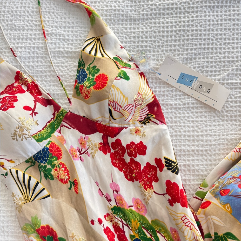 NWT vintage Sue Wong Multicolor Floral Satin dress - Picture 2 of 4